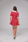 Платье 362-04 красное в цветочек