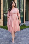 Элегантное платье с поясом 701-02 розовое
