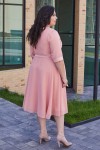 Елегантна сукня з поясом 701-02 рожева