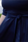 Классическое платье с поясом 701/1-02 синее
