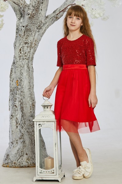 Детское платье 6-01 красное