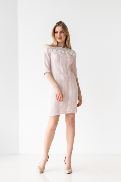 Платье 575-02 белое с розовым