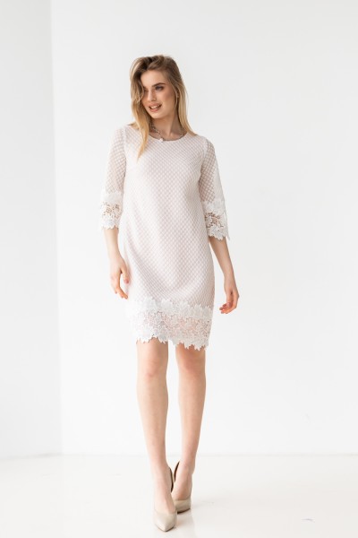 Платье 583-01 белое с розовым